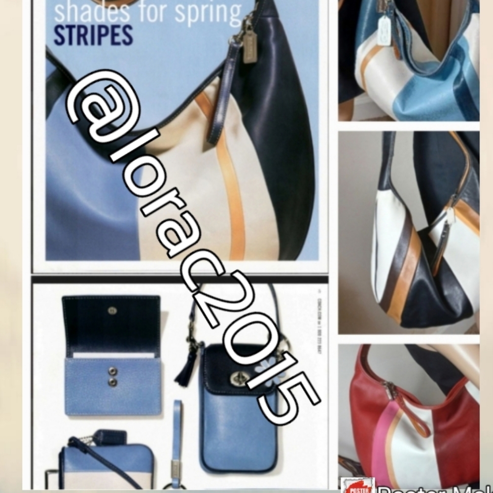 *SEE THESE * @lorac20  15in VINTAGE COACH STRIPED LEATHER ERGO HOBO'S